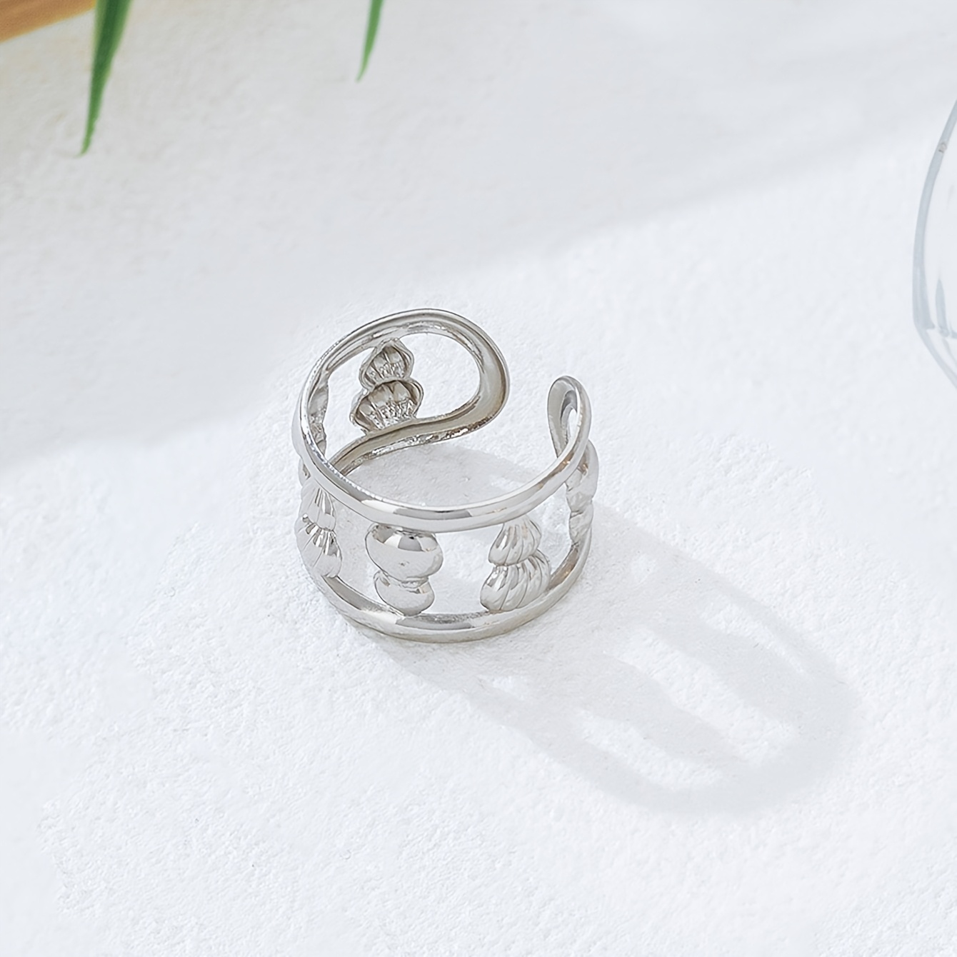 Vintage Embossed Wide-band Women's Multi-layer Openwork Ring